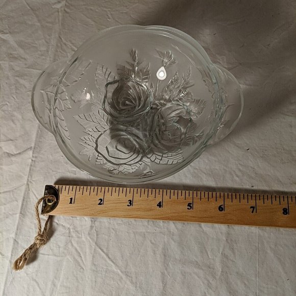 KIG Malaysia Frosted Rose Glass Bowl Serving Candy Dish Clear and frosted, 5" - Picture 9 of 9